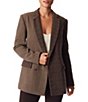 Color:Chocolate Chip - Image 1 - Braellynn Double Breasted Notch Lapel Welt Pocket Button Front Blazer