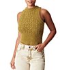 Color:Green Moss - Image 1 - Candice Cable Ribbed Knit Halter Sleeveless Top