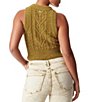Color:Green Moss - Image 2 - Candice Cable Ribbed Knit Halter Sleeveless Top