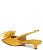 Color:Sunflower - Image 4 - Faye Satin Kitten Heel Slingback Sheer Flower and Feather Detail Pumps