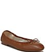Color:Saddle - Image 1 - Felicia Leather Bow Detail Ballet Flats