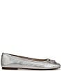 Color:Soft Silver - Image 2 - Felicia Luxe Leather Bow Detail Ballet Flats