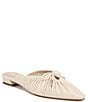 Color:Modern Ivory - Image 1 - Julia Leather Ruched Pointed Toe Bow Detail Mules