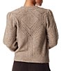 Color:Taupe - Image 2 - Julietta Ribbed Knit V-Neck Puff Sleeve Button Front Cardigan