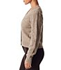 Color:Taupe - Image 3 - Julietta Ribbed Knit V-Neck Puff Sleeve Button Front Cardigan
