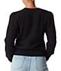 Color:Black - Image 2 - Julietta Ribbed Knit V-Neck Puff Sleeve Button Front Cardigan