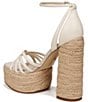 Color:Modern Ivory - Image 4 - Kade Leather Ankle Strap Raffia Platform Sandals
