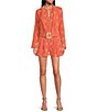 Color:Tigerlily - Image 3 - Leia Notched Lapel Collar Long Sleeve Copped Blazer