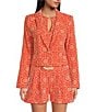 Color:Tigerlily - Image 4 - Leia Notched Lapel Collar Long Sleeve Copped Blazer