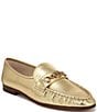 Color:Amber Gold - Image 1 - Lucca Leather Ruched Bit Buckle Flat Loafers