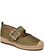 Color:Wild Moss - Image 1 - Maddy Raw Silk Mary Jane Espadrille Flats