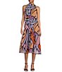 Color:Lavender Multi - Image 1 - Printed Butterfly Mock Neckline Sleeveless Dress