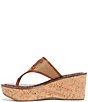 Color:Cuoio/Spiced Rum - Image 5 - Ruth Leather and Raffia Logo Cork Platform Thong Sandals