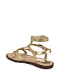Color:Gold - Image 4 - Talya Metallic Strappy Gladiator Logo Charm Stud Detail Thong Sandals