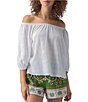 Color:White - Image 1 - Beach To Bar Off-The-Shoulder 3/4 Sleeve Blouse