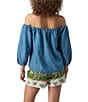 Color:Bit of Blue - Image 2 - Beach To Bar Off-The-Shoulder Neck 3/4 Sleeve Blouse