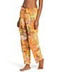 Color:Multi - Image 1 - Camo Palm Leaf Print High Waist Drawstring Baggy Barrel Cargo Swim Cover-Up Pants