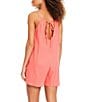 Color:Watermelon Sugar - Image 2 - Coastal Covers Solid V-Neck Cut-Out Tie Back Seam Detail Swim Cover-Up Romper