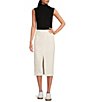Color:Chalk - Image 3 - Denim High Rise 5 Pocket Midi Skirt