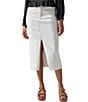 Color:Chalk - Image 4 - Denim High Rise 5 Pocket Midi Skirt