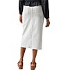 Color:Chalk - Image 5 - Denim High Rise 5 Pocket Midi Skirt