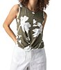 Color:Plant Lif - Image 1 - Floral Print Crew Neck Sleeveless Twisted Tank