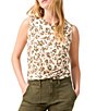Color:Rose Foliage - Image 1 - Floral Print Crew Neck Sleeveless Twisted Tank