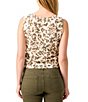 Color:Rose Foliage - Image 2 - Floral Print Crew Neck Sleeveless Twisted Tank