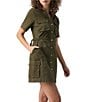 Color:Burnt Olive - Image 3 - Reissue Button Down Collar Short Sleeve Dress
