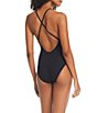 Color:Black - Image 2 - Sandbar Solid Pucker Texture High Neck One Piece Swimsuit