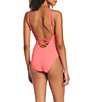 Color:Watermelon Sugar - Image 2 - Sandbar Solid V-Neck Back Lattice One Piece Swimsuit