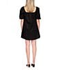Color:Black - Image 2 - Square Neck Short Sleeve Mini Shift Dress
