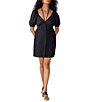 Color:Black - Image 1 - Summer V-Neck Short Sleeve Cutout Mini Dress