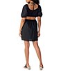 Color:Black - Image 2 - Summer V-Neck Short Sleeve Cutout Mini Dress