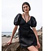 Color:Black - Image 6 - Summer V-Neck Short Sleeve Cutout Mini Dress