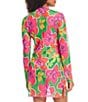 Color:Multi - Image 2 - Super Bloom Mock Neck Long Sleeve Swim Dress Cover-Up