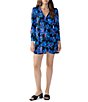 Color:In The Night - Image 1 - The New Wrap Crepe De Chine Floral Print Surplice V-Neck 3/4 Sleeve Mini Dress