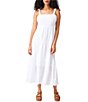 Color:White - Image 1 - Watching Sunset Tiered Square Neck Sleeveless Maxi Dress
