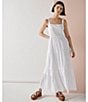 Color:White - Image 5 - Watching Sunset Tiered Square Neck Sleeveless Maxi Dress