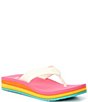 Color:Rainbow - Image 1 - Highland Rainbow Platform Thong Sandals