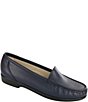 Color:Navy - Image 1 - Simplify Leather Moccasin Loafers