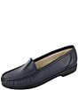 Color:Navy - Image 3 - Simplify Leather Moccasin Loafers