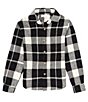 Color:Black - Image 1 - Big Boys 8-20 Long Sleeve Black & White Plaid Button-Up Shirt