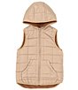 Color:Khaki - Image 1 - Big Boys 8-20 Sleeveless Reversible Vest With Sherpa Lining