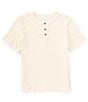 Color:Ivory - Image 1 - Big Boys 8-20 Short Sleeve Distressed Henley T-Shirt