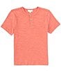Color:Faded Rose - Image 1 - Big Boys 8-20 Short Sleeve Distressed Henley T-Shirt
