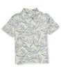 Color:Navy - Image 1 - Big Boys 8-20 Short Sleeve Leaf Printed Jersey Polo Shirt