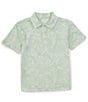 Color:Sage - Image 1 - Big Boys 8-20 Short Sleeve Leaf Printed Jersey Polo Shirt