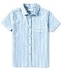 Color:Skyway - Image 1 - Big Boys 8-20 Short Sleeve Striped Seersucker Woven Button-Front Shirt