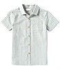 Color:Sage - Image 1 - Big Boys 8-20 Short Sleeve Striped Seersucker Woven Button-Front Shirt